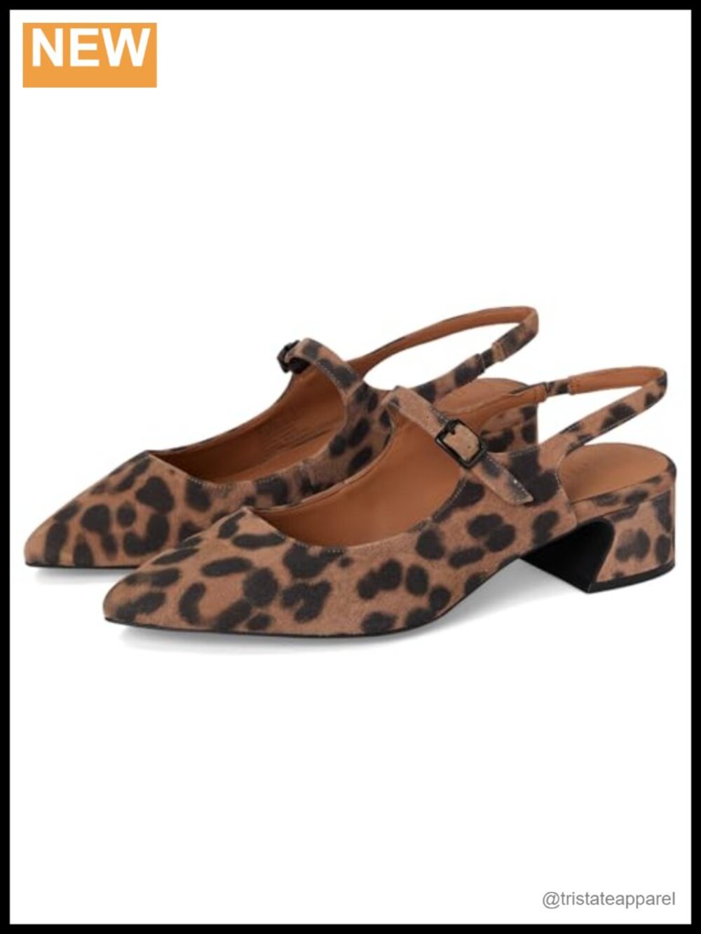 Leopard Suede Block Heel Pumps with Slingback Strap